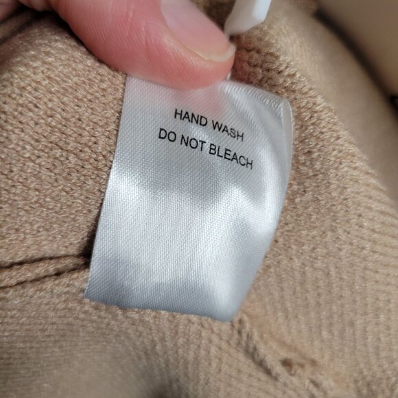 Clean Girl Neutral Closet Staple Beige Open Drape Front Knit Cardigan L XL - Picture 10 of 12